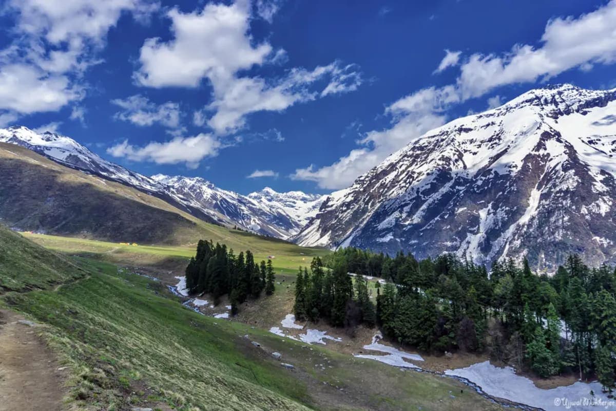 Snow slide descent — one of the most exhilarating in the Himalayas