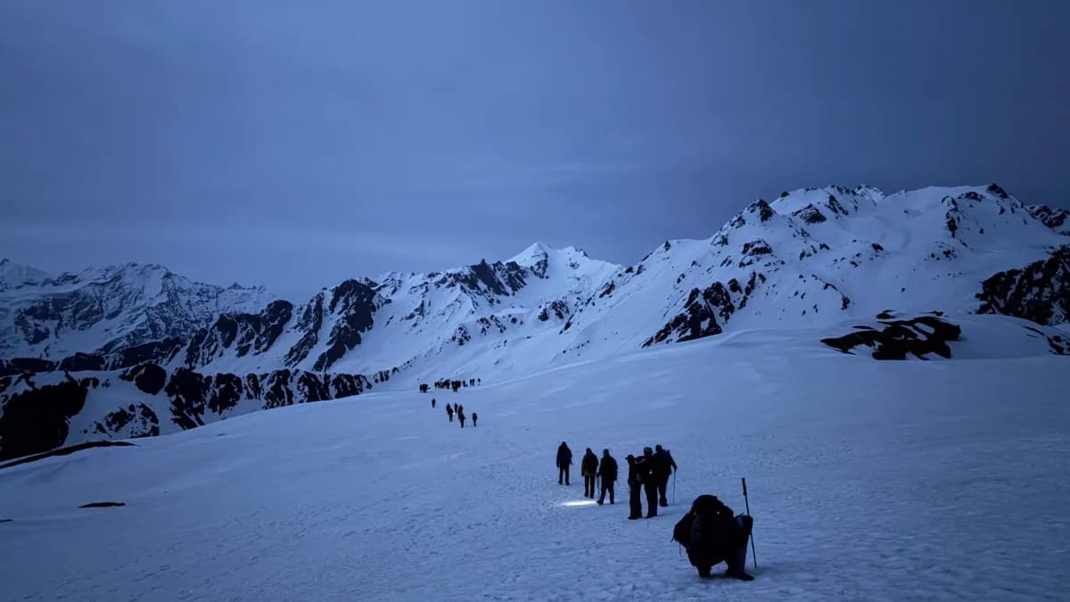 Sar Pass at 13,800 ft with Himalayan panorama