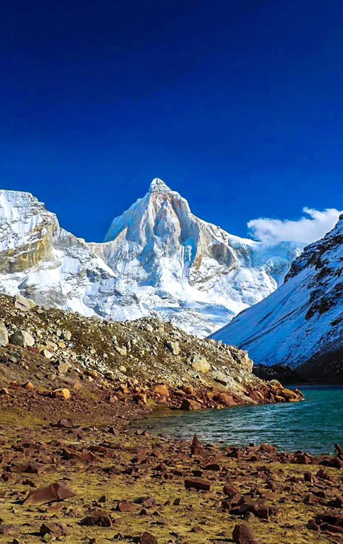 Dramatic moraine and boulder terrain above the treeline